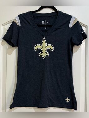 Nike Women's Black & Gold New Orleans Saints Fleur-de-Lis V-Neck Tee